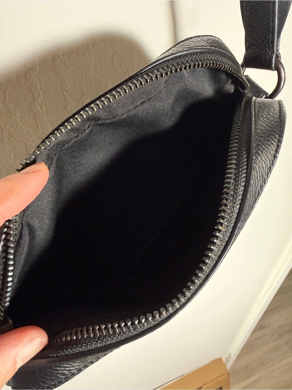 Coach Black Pebbled Leather Crossbody Camera Bag — Silver Hardware